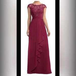 Mother of The Bride Dress Cap Sleeve Long Party Dress Women's Scoop Neck Prom